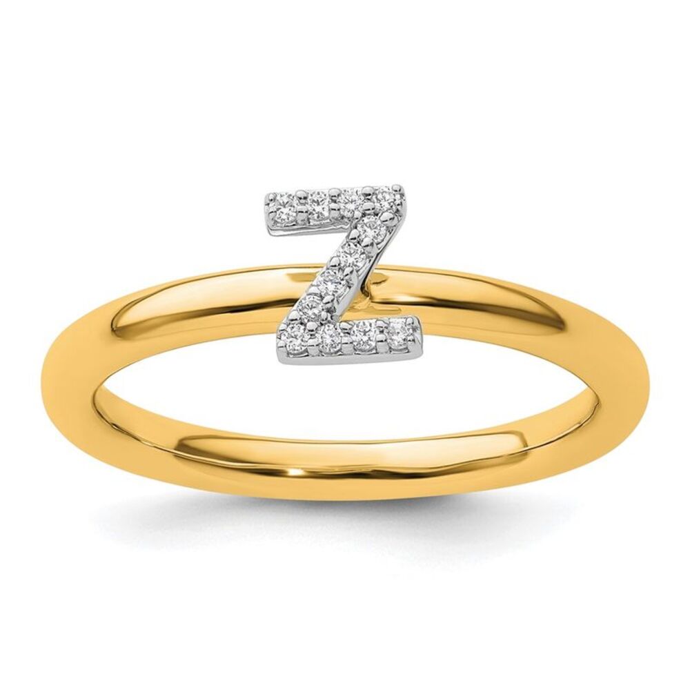 Kazi Luxury 14k Yellow Gold Stackable Diamond Ini… - image 1